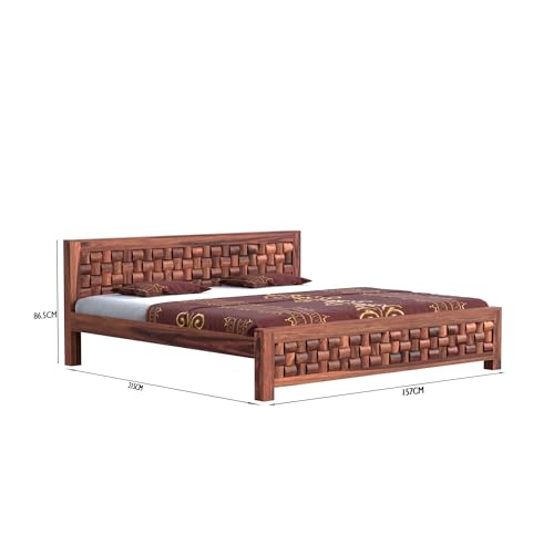 Solid Sheesham Wood Queen Size Bed Without Storage