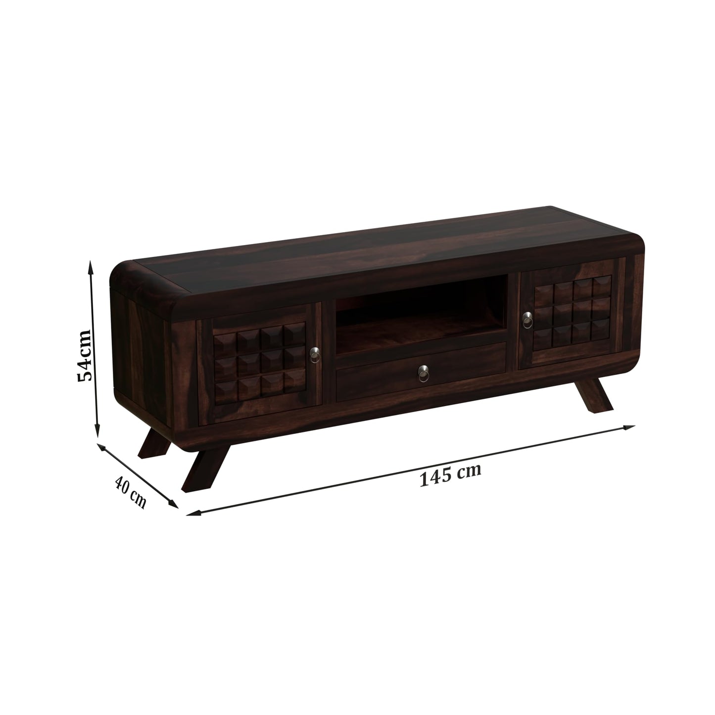 Royal Marwar Sheesham Wood TV Unit | 2 Doors, 1 Dr - View 5