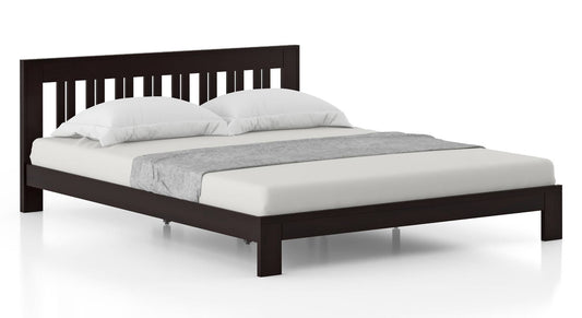 Royal Marwar Solid Sheesham Wood Queen Size Platform Bed | Premium Wooden Bed Frame | Dark Walnut Finish