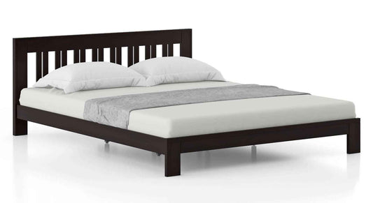 Royal Marwar Solid Sheesham Wood Queen Size Platform Bed | Premium Wooden Bed Frame | Dark Walnut Finish