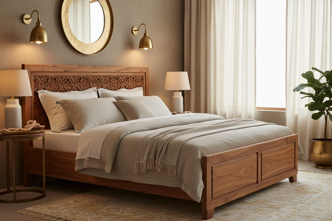 Wooden Bed Materials Explained: Solid Wood, Sheesham, Teak & Engineered Wood