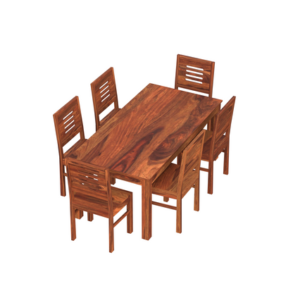 Royal Marwar Solid Sheesham Wood 6 Seater Dining Table Set | Modern Wooden Dining Set | Honey Finish & Walnut Finish