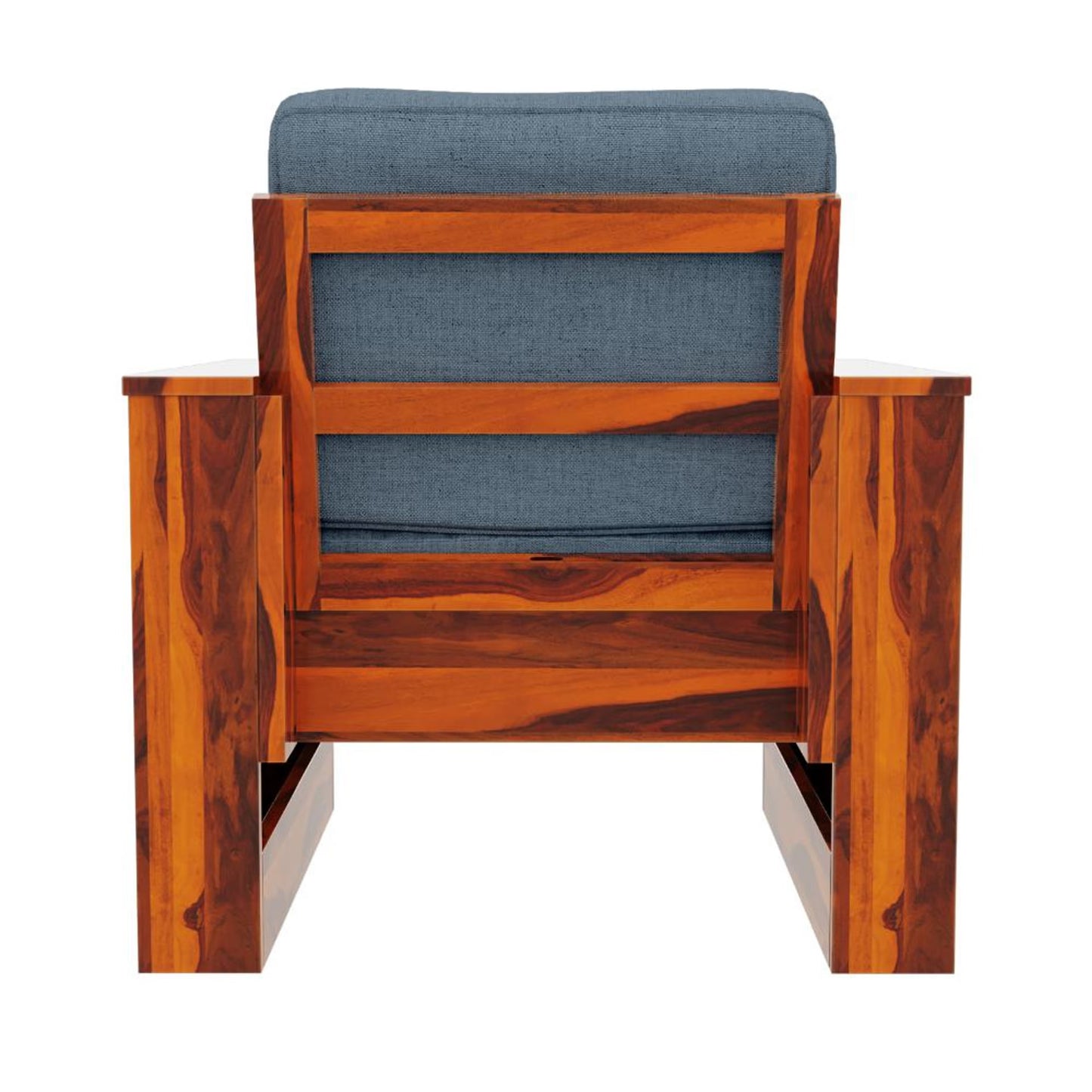 Royal Marwar Solid Sheesham Wood 1 Seater Sofa Chair | Wooden Armchair with Fabric Cushion | Honey Finish