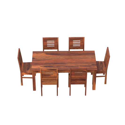 Royal Marwar Solid Sheesham Wood 6 Seater Dining Table Set | Modern Wooden Dining Set | Honey Finish & Walnut Finish