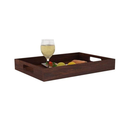 Royal Marwar Solid Sheesham Wood Serving Tray with Handles | 14x20 inch | Rectan
