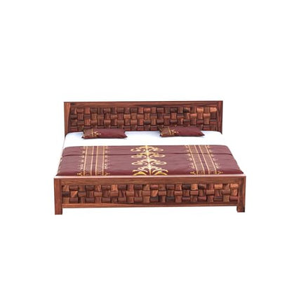 Solid Sheesham Wood Queen Size Bed Without Storage - Image 4