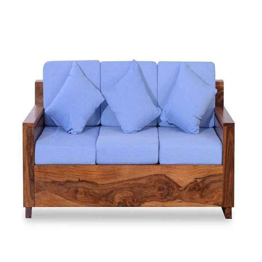 Royal Marwar Solid Sheesham Wood Single Seater Sofa Chair | Wooden Lounge Armchair with Cushions | Honey Finish & Walnut Finish