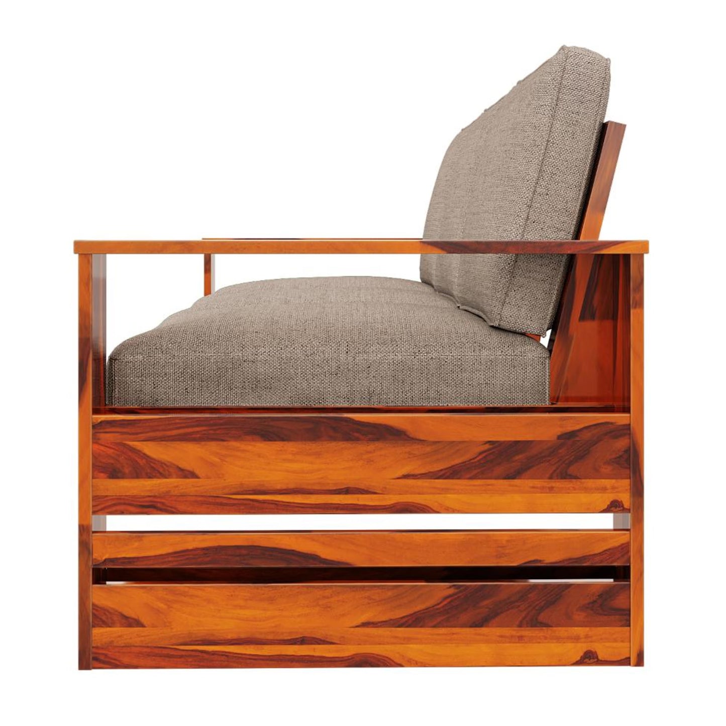 Royal Marwar Solid Sheesham Wood 3 Seater Sofa | Modern Wooden Sofa with Cushions | Honey Finish