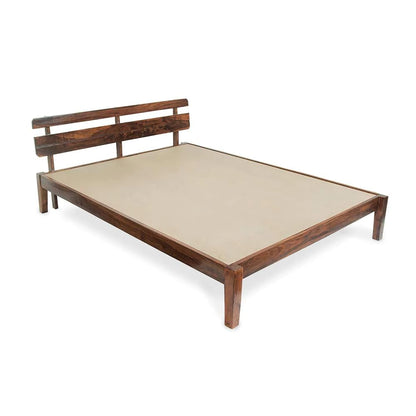 Royal Marwar Solid Sheesham Wood King Size Bed | Premium Honey Finish | Wooden Bed Without Storage | Modern Slatted Headboard