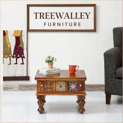 Sheesham Wood Small Square Centre Coffee Table for Living Room - Image 3