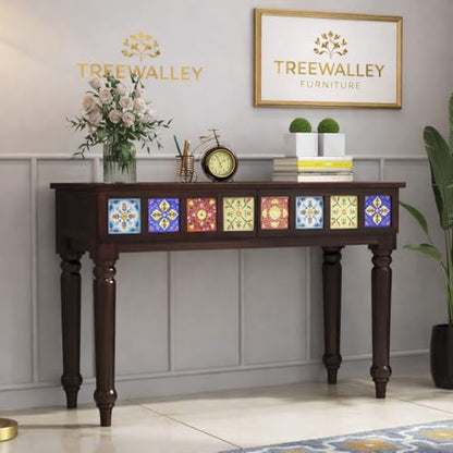 Sheesham Wood Console Table with 2 Drawers - Image 4