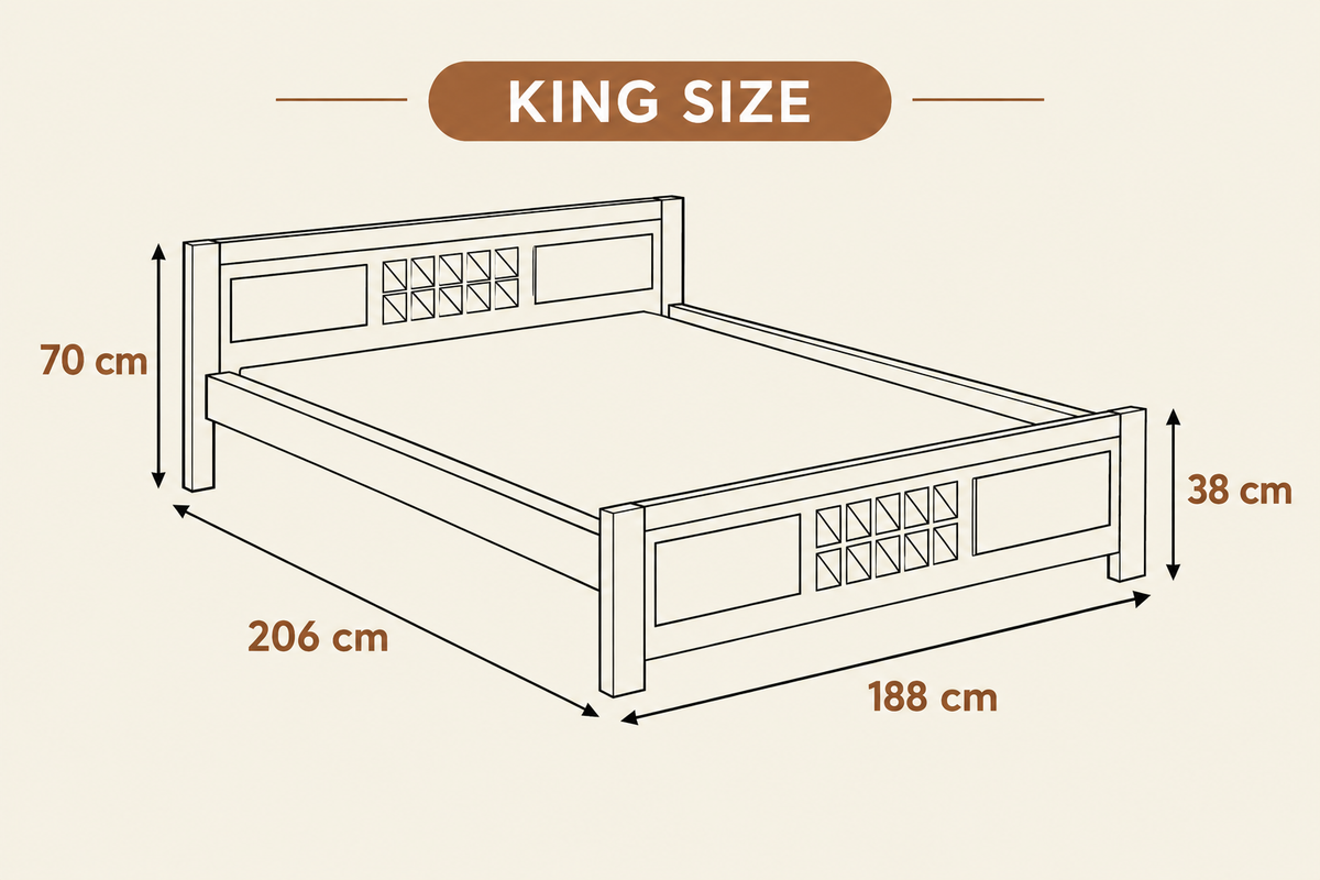 Royal Marwar Solid Sheesham Wood Queen Size Bed Without Storage | Wooden Queen Size Bed for Bedroom & Hotels | Palang
