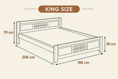 Royal Marwar Solid Sheesham Wood Queen Size Bed Without Storage | Wooden Queen Size Bed for Bedroom & Hotels | Palang