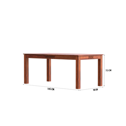 Royal Marwar Solid Sheesham Wood 6 Seater Dining Table Set | Wooden Dining Set with 6 Chairs | Honey Finish
