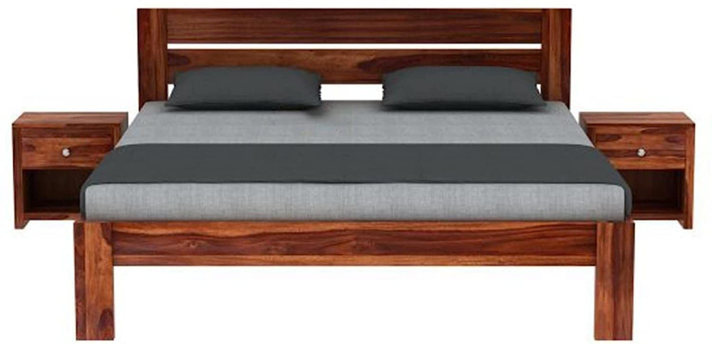 Royal Marwar Solid Sheesham Wood King Size Bed with Box Storage | Honey Finish | 100% Solid Wood
