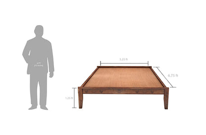Royal Marwar Solid Sheesham Wood Platform Bed | Queen Size | Premium Honey Finish | Wooden Bed Without Storage