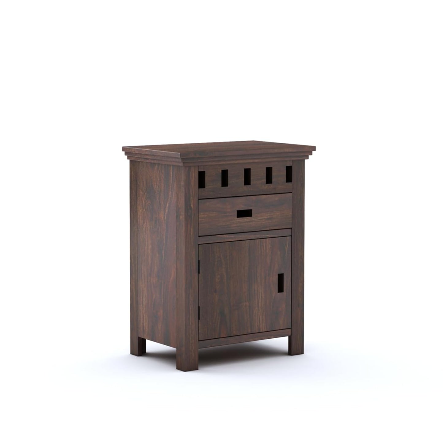 Royal Marwar Solid Sheesham Wood Bedside Table with Drawer & Cabinet | Wooden Nightstand | Honey Finish & Walnut Finish