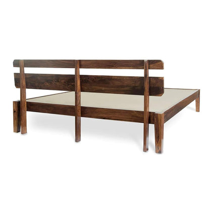 Royal Marwar Solid Sheesham Wood King Size Bed | Premium Honey Finish | Wooden Bed Without Storage | Modern Slatted Headboard