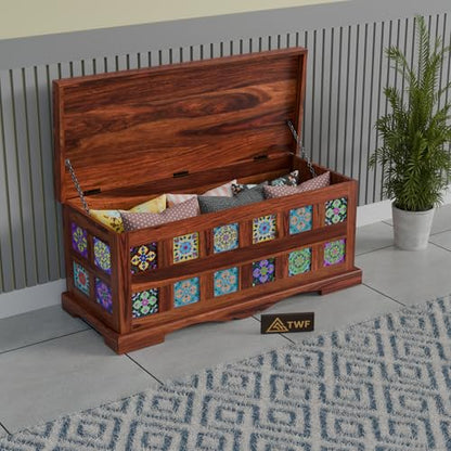 Solid Sheesham Wood Trunk Storage for Living Room - Image 3