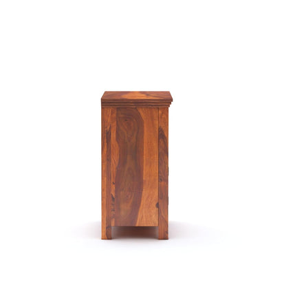 Royal Marwar Solid Sheesham Wood Bedside Table with Cane Door & Drawer | Nightstand | Honey Finish & Walnut Finish