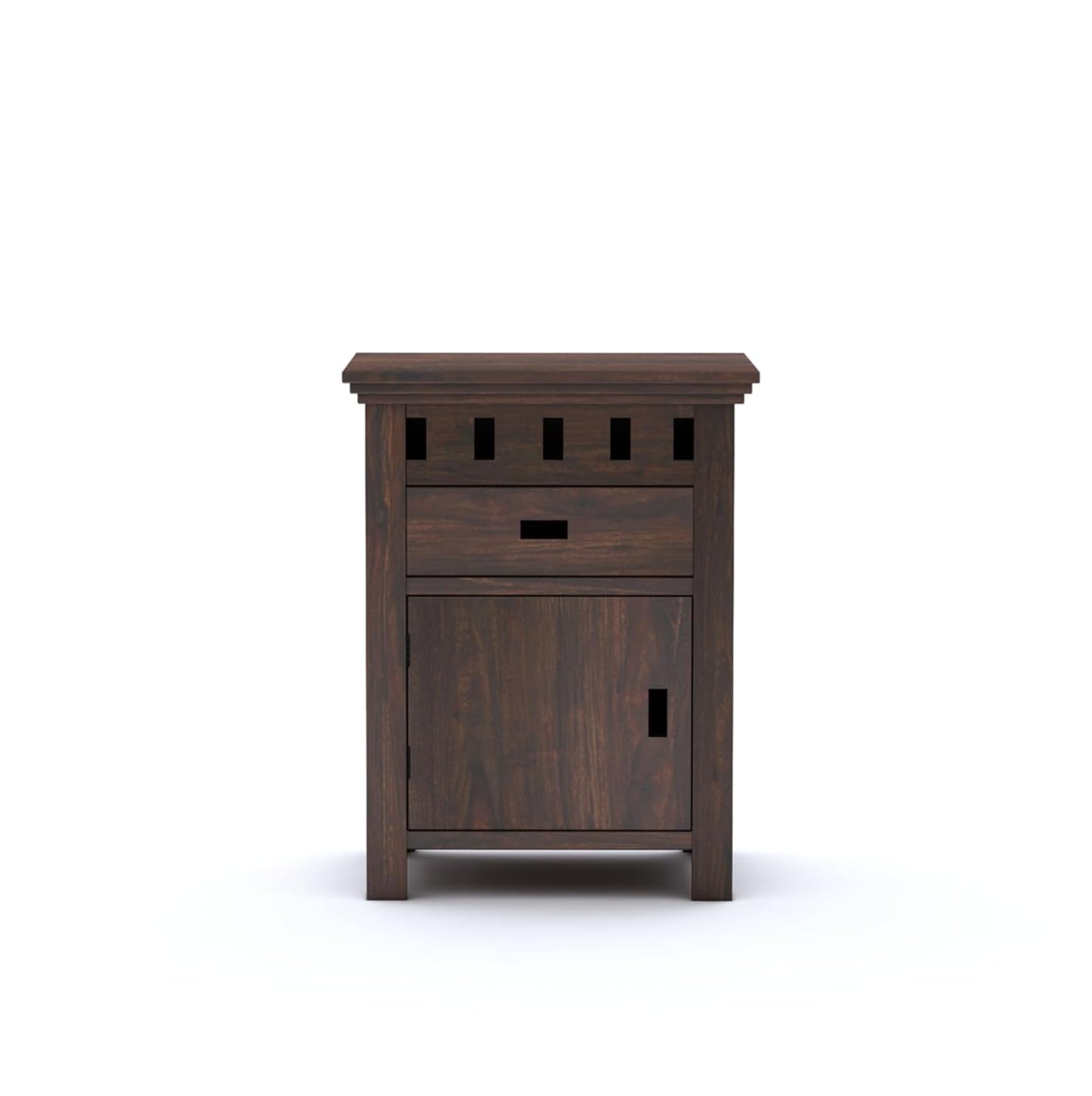 Royal Marwar Solid Sheesham Wood Bedside Table with Drawer & Cabinet | Wooden Nightstand | Honey Finish & Walnut Finish