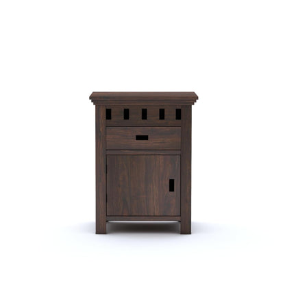 Royal Marwar Solid Sheesham Wood Bedside Table with Drawer & Cabinet | Wooden Nightstand | Honey Finish & Walnut Finish
