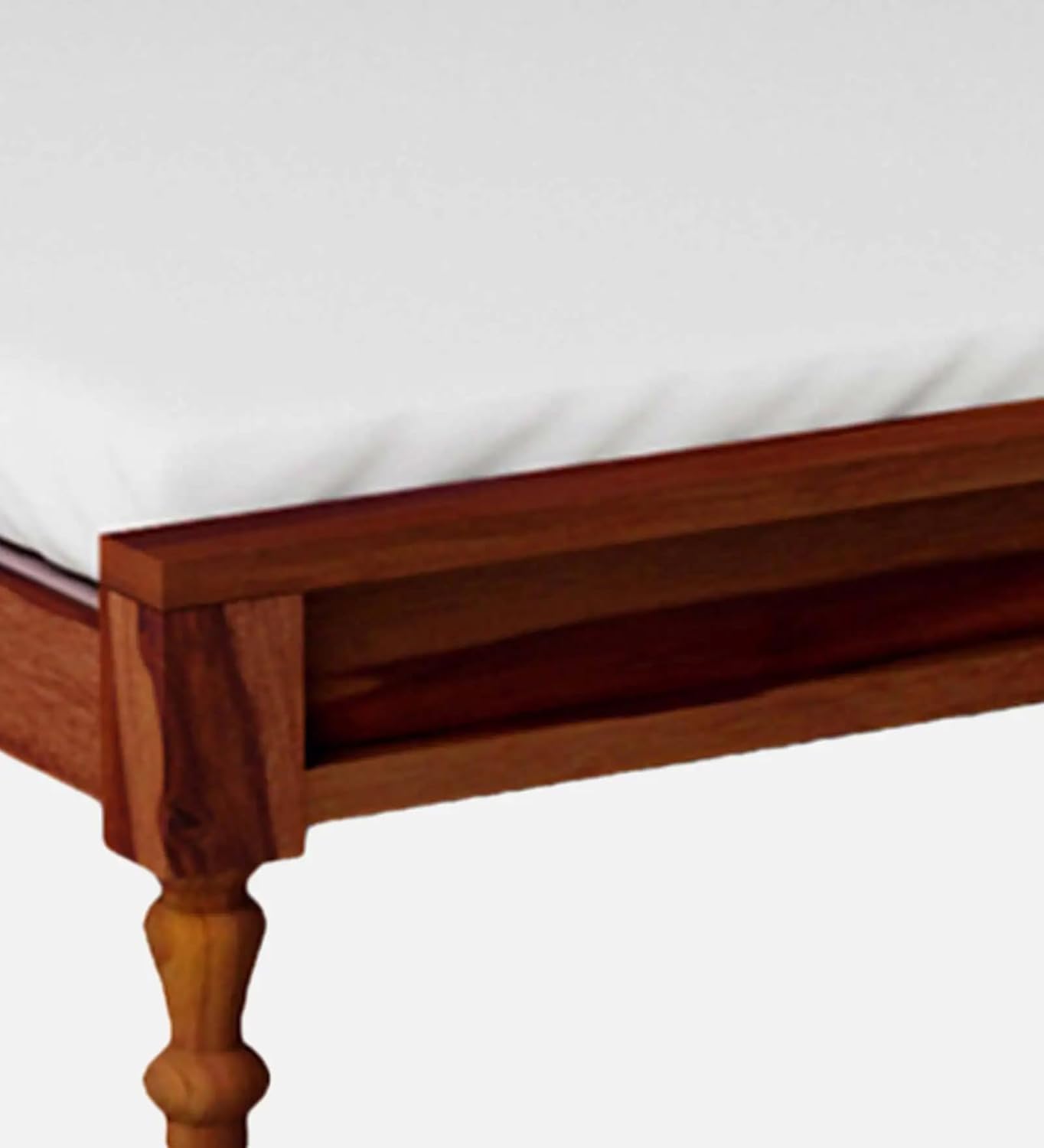 Royal Marwar Solid Sheesham Wood King Size Bed | Premium Honey Finish | Handcrafted Tile Headboard | Wooden Bed Without Storage