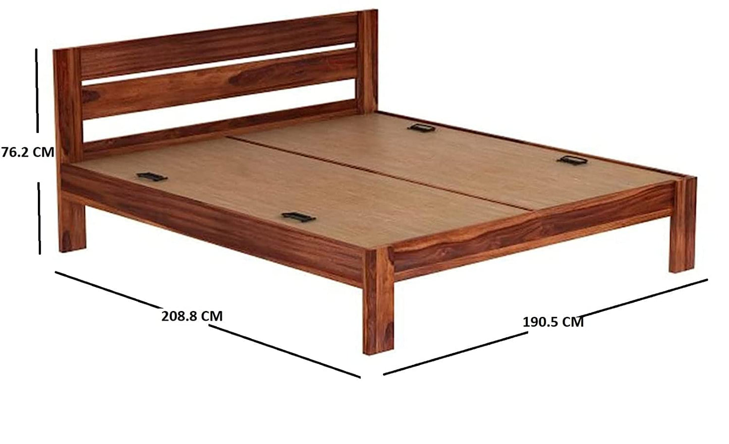 Royal Marwar Solid Sheesham Wood King Size Bed with Box Storage | Honey Finish | 100% Solid Wood