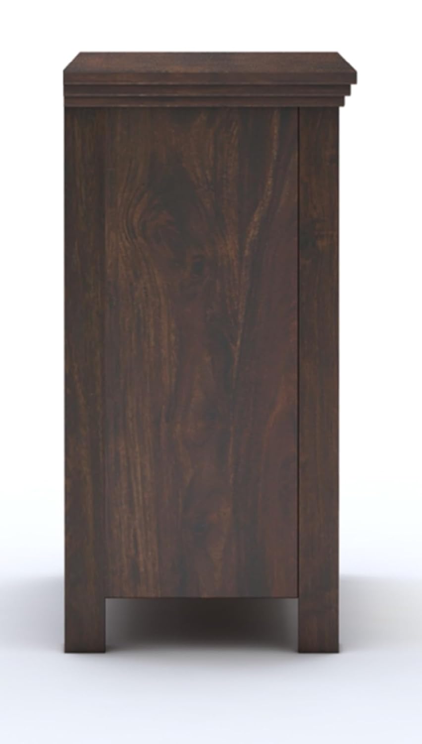 Royal Marwar Solid Sheesham Wood Bedside Table with Cane Door & Drawer | Nightstand | Honey Finish & Walnut Finish