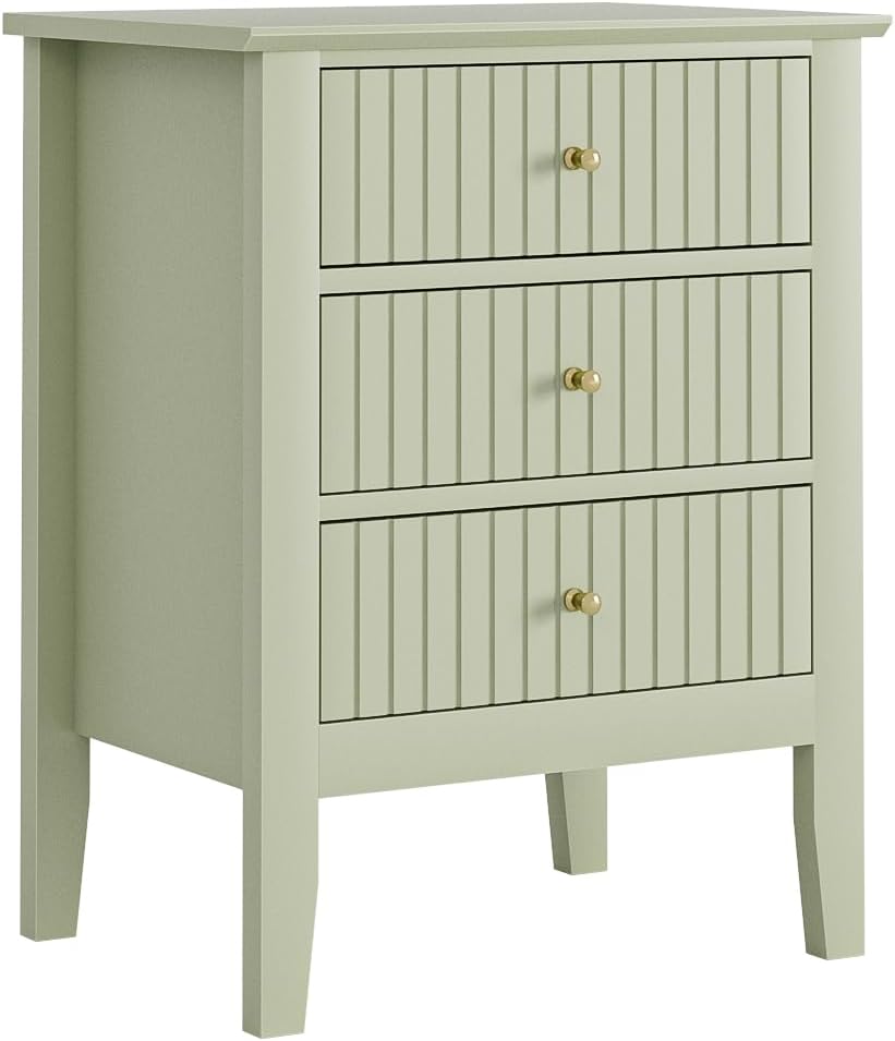 Royal Marwar Solid Mango Wood 3 Drawer Bedside Table | Honey Finish | Modern Nightstand for Bedroom