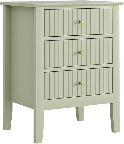Royal Marwar Solid Mango Wood 3 Drawer Bedside Table | Honey Finish | Modern Nightstand for Bedroom