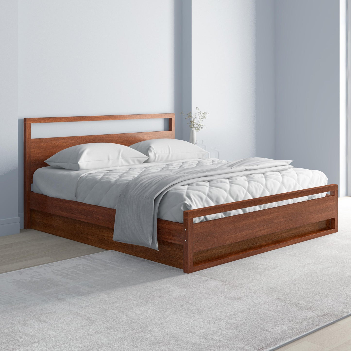 Royal Marwar Solid Sheesham Wood Queen Size Storage Bed | Premium Honey Finish | Modern Wooden Bed with Box Storage