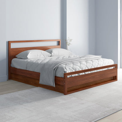 Royal Marwar Solid Sheesham Wood Queen Size Storage Bed | Premium Honey Finish | Modern Wooden Bed with Box Storage