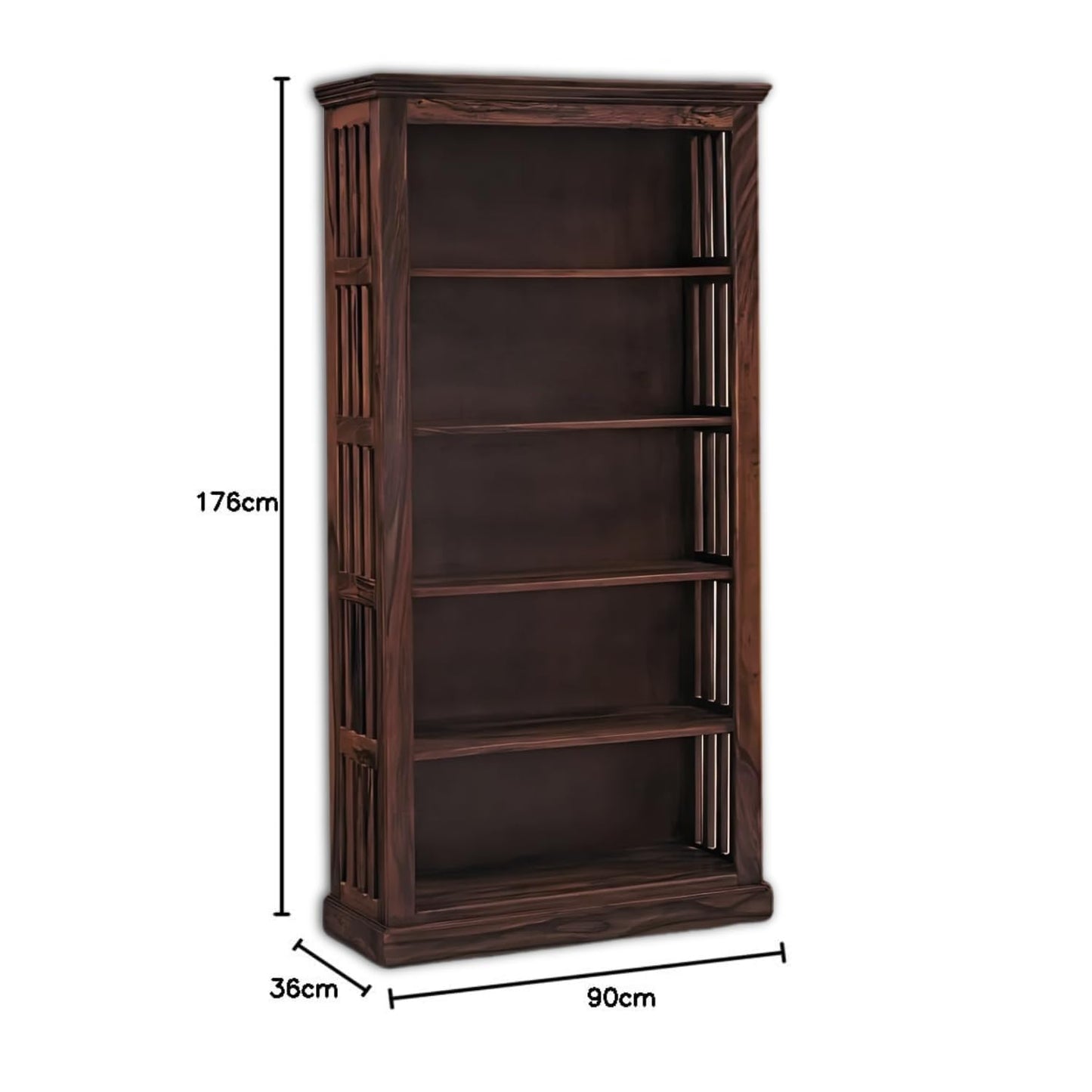 Royal Marwar Solid Sheesham Wood Bookshelf with 5  - view 8