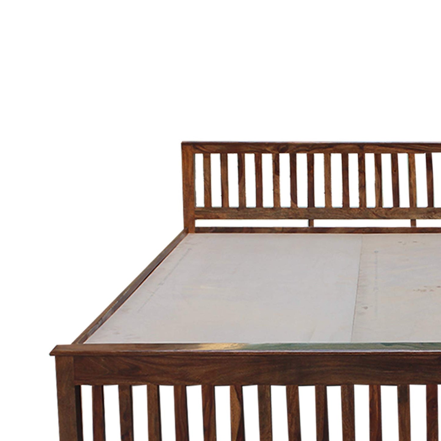 Royal Marwar Solid Sheesham Wood Bed | King Size | Premium Honey Finish | Wooden Bed Without Storage | Slatted Headboard