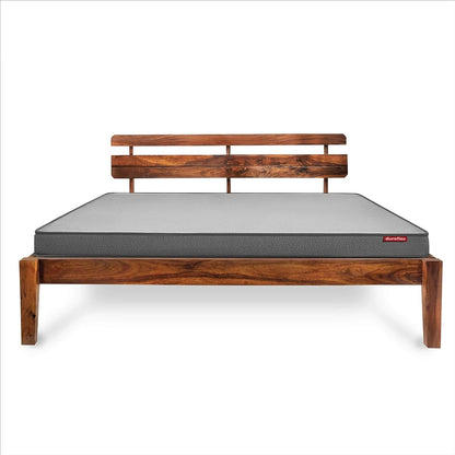 Royal Marwar Solid Sheesham Wood King Size Bed | Premium Honey Finish | Wooden Bed Without Storage | Modern Slatted Headboard