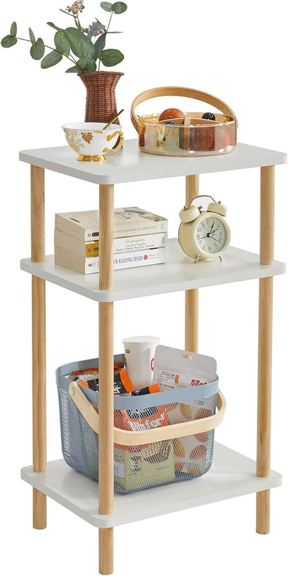 Royal Marwar Solid Mango Wood 3-Tier Side Table | Modern Display Shelf | Honey Finish | Multipurpose Storage Stand