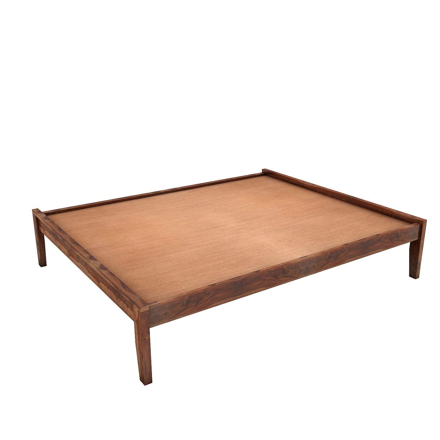 Royal Marwar Solid Sheesham Wood Platform Bed | Queen Size | Premium Honey Finish | Wooden Bed Without Storage