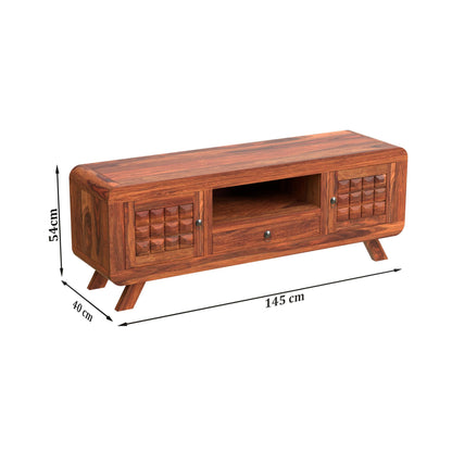 Royal Marwar Sheesham Wood TV Unit | 2 Doors, 1 Dr - View 2