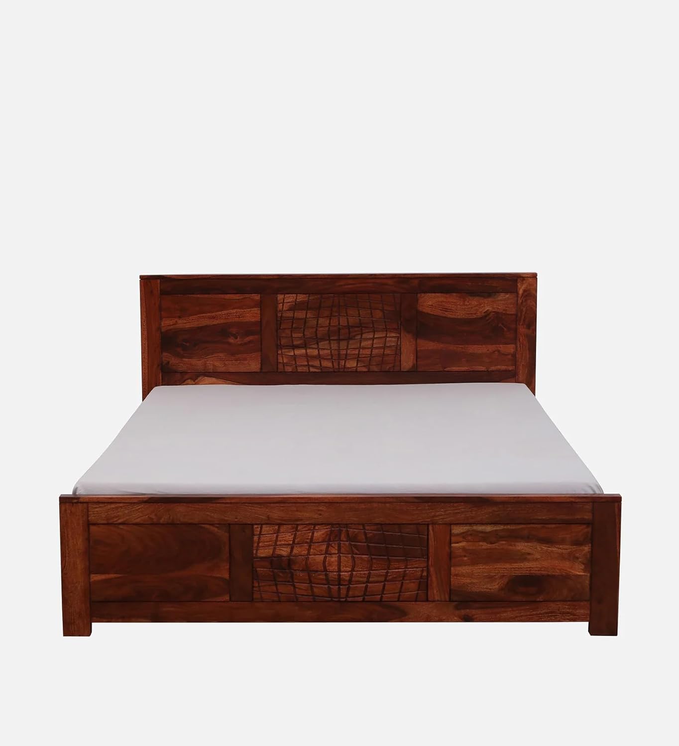 Royal Marwar Solid Sheesham Wood Queen Size Bed | Premium Honey Finish | Handcrafted Wooden Bed Without Storage