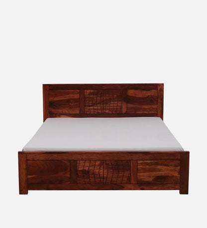 Royal Marwar Solid Sheesham Wood Queen Size Bed | Premium Honey Finish | Handcrafted Wooden Bed Without Storage