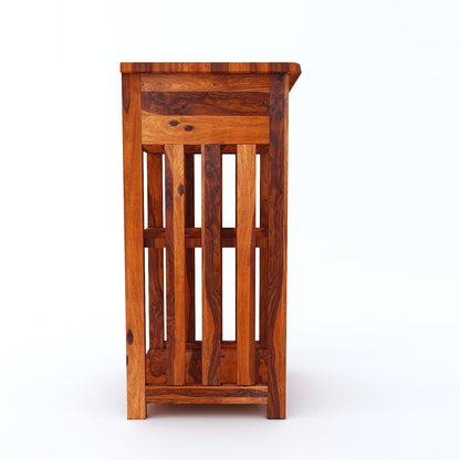 Royal Marwar Solid Sheesham Wood Side Table with Drawer & Open Shelf | End Table | Honey Finish & Walnut Finish