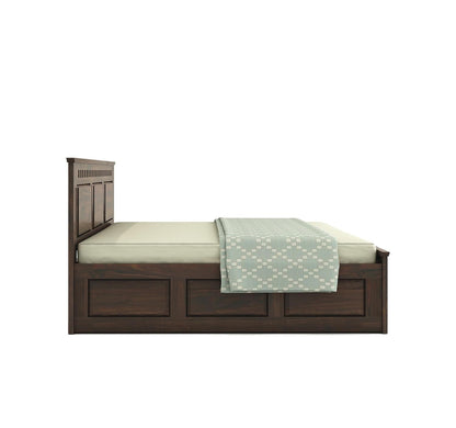 Royal Marwar Solid Sheesham Wood Storage Bed | King Size Bed with Hydraulic Storage | Premium Walnut Finish