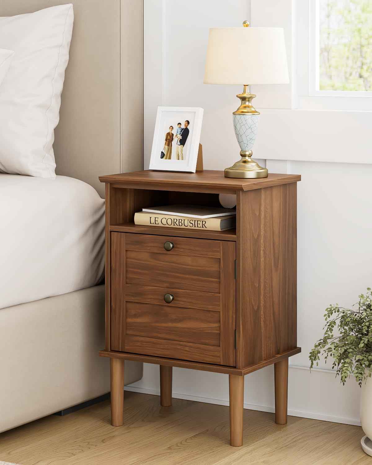 Royal Marwar Solid Mango Wood 3 Drawer Bedside Table | Honey Finish | Modern Nightstand for Bedroom