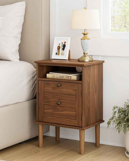 Royal Marwar Solid Mango Wood 3 Drawer Bedside Table | Honey Finish | Modern Nightstand for Bedroom