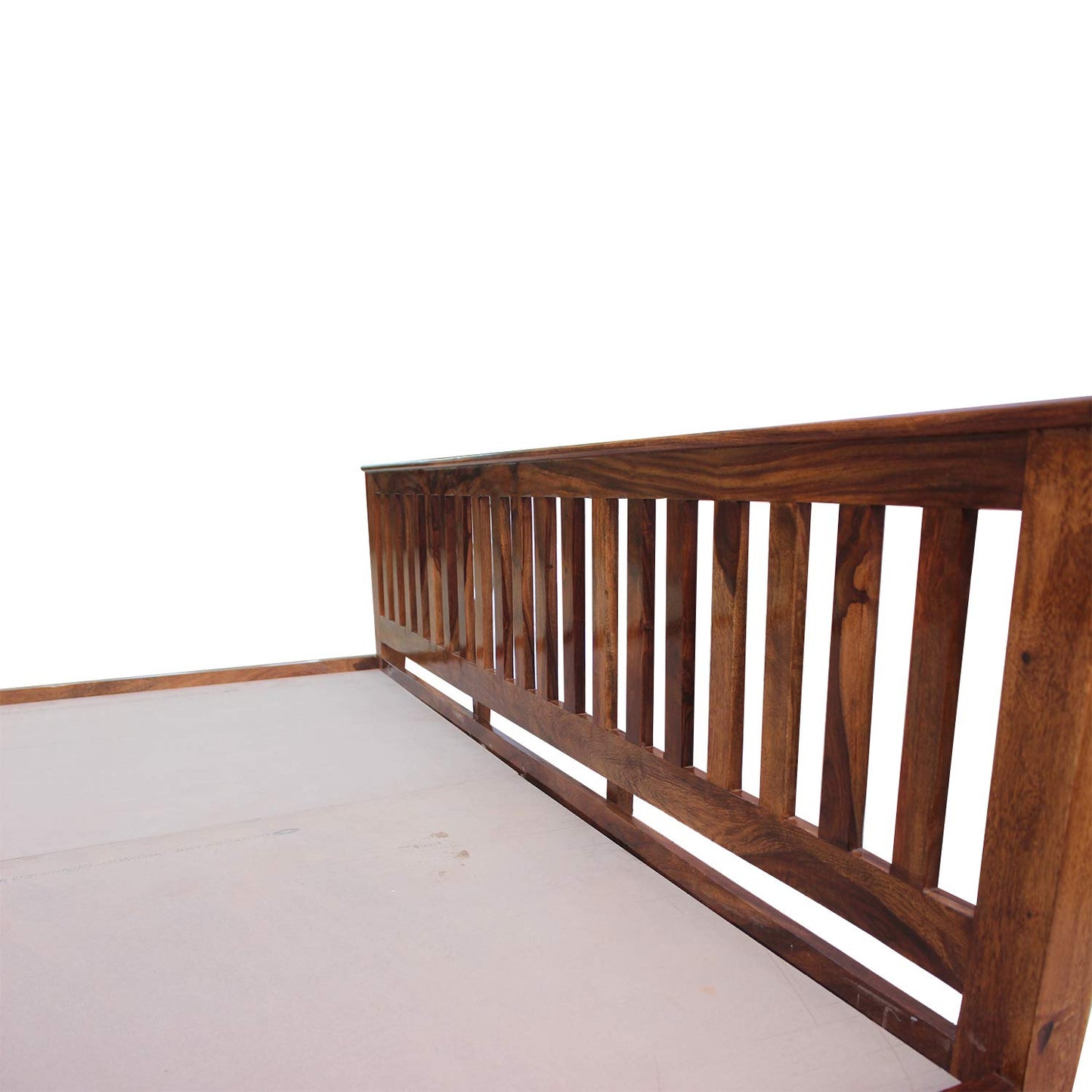 Royal Marwar Solid Sheesham Wood Bed | King Size | Premium Honey Finish | Wooden Bed Without Storage | Slatted Headboard