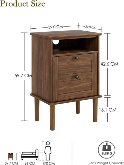 Royal Marwar Solid Mango Wood 3 Drawer Bedside Table | Honey Finish | Modern Nightstand for Bedroom
