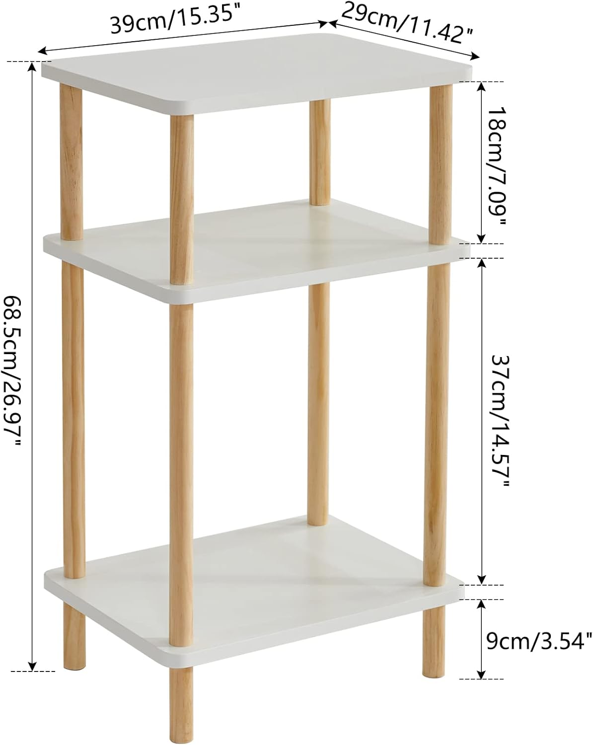 Royal Marwar Solid Mango Wood 3-Tier Side Table | Modern Display Shelf | Honey Finish | Multipurpose Storage Stand