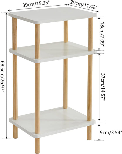 Royal Marwar Solid Mango Wood 3-Tier Side Table | Modern Display Shelf | Honey Finish | Multipurpose Storage Stand