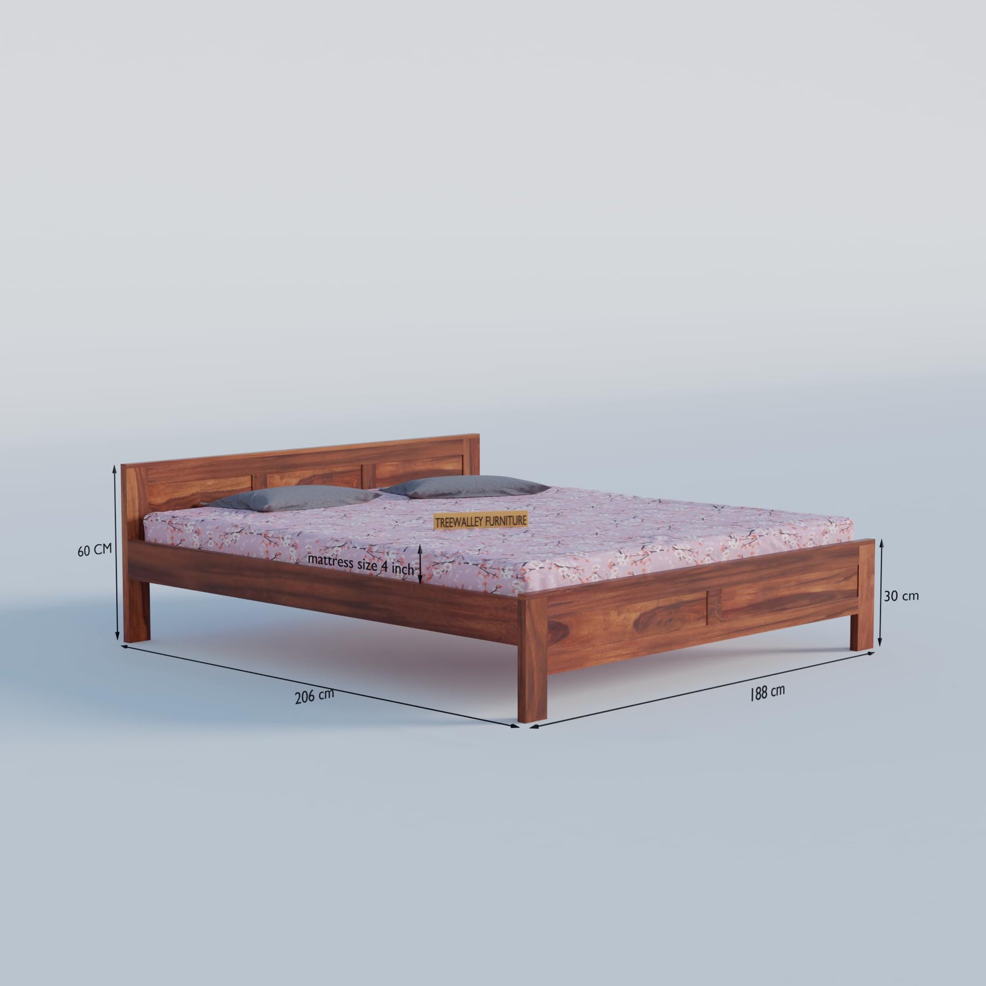 Royal Marwar Solid Sheesham Wood Bed Without Stora - view 2